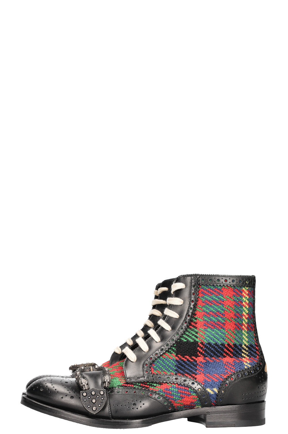 Luxury Gucci Trending 2025 Queercore Tartan Brogue Ankle Boots