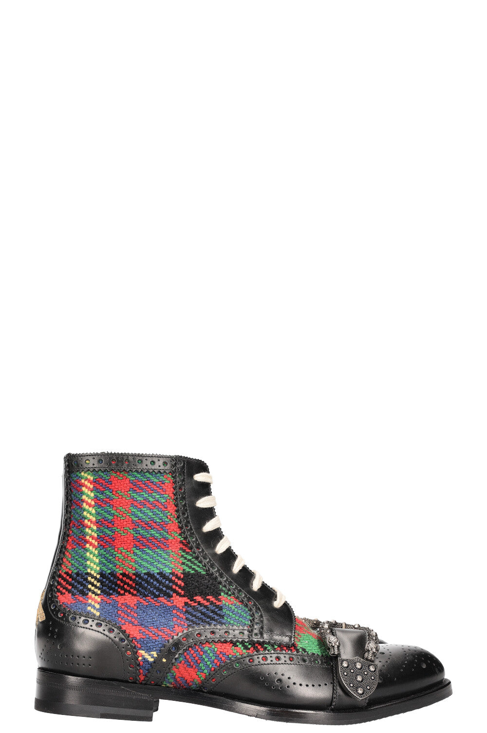 Luxury Gucci Trending 2025 Queercore Tartan Brogue Ankle Boots
