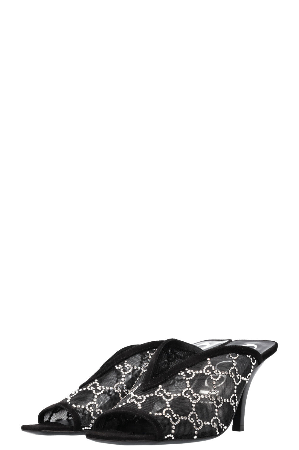 Luxury Gucci Trending 2025 GG Crystal Heeled Sandal Black