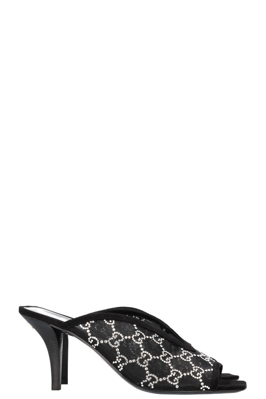 Luxury Gucci Trending 2025 GG Crystal Heeled Sandal Black