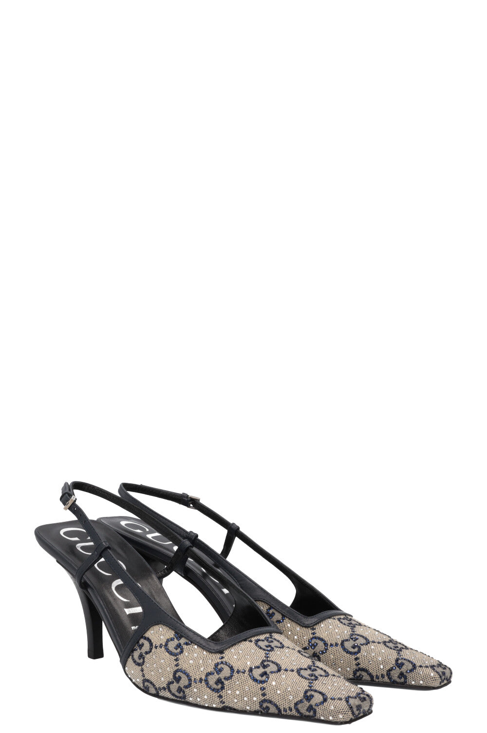Luxury Gucci Trending 2025 Crystal GG Supreme Slingback Heels