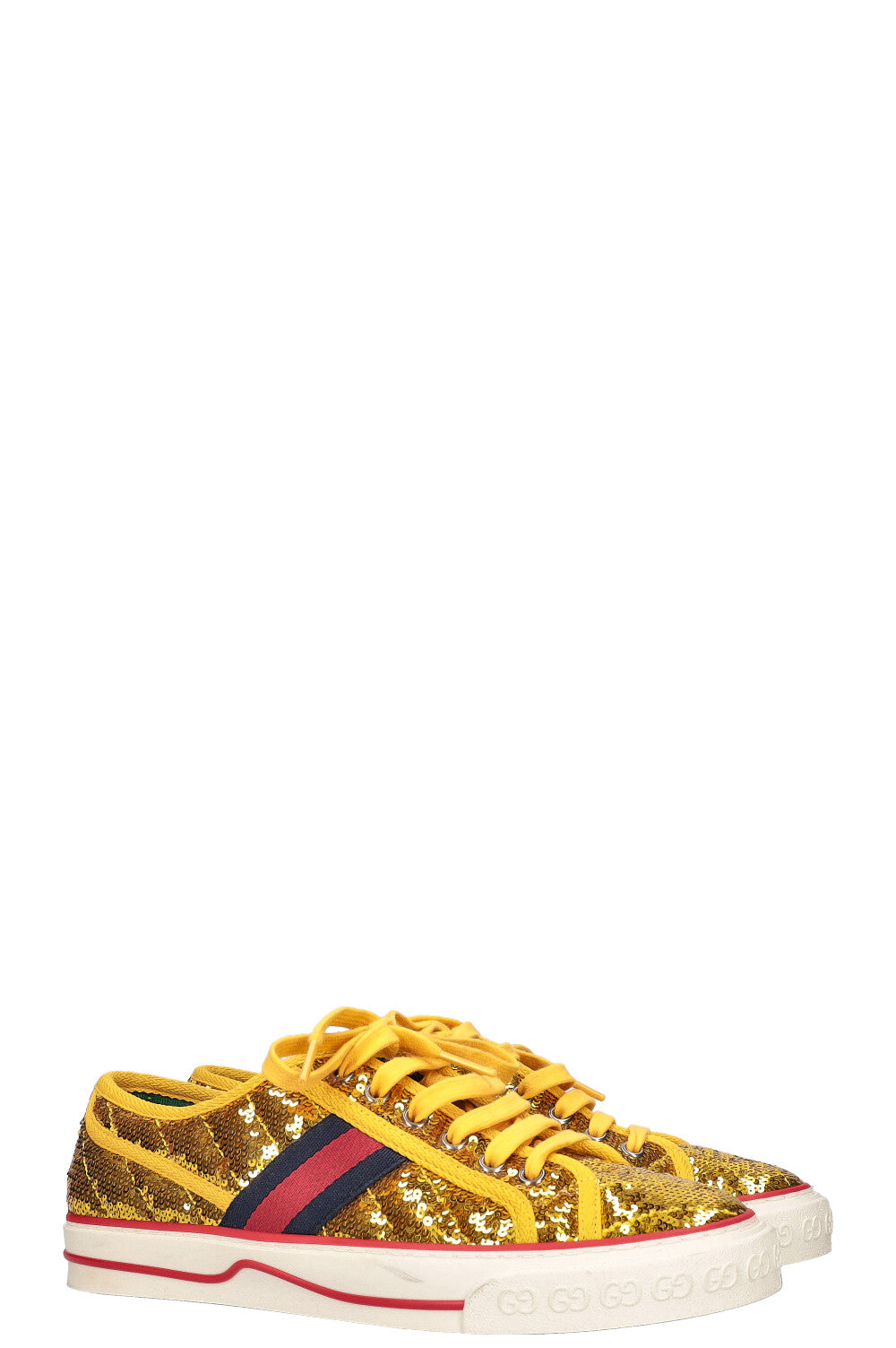 Luxury Gucci Trending 2025 Tennis 1977 Sequin Gold Sneakers