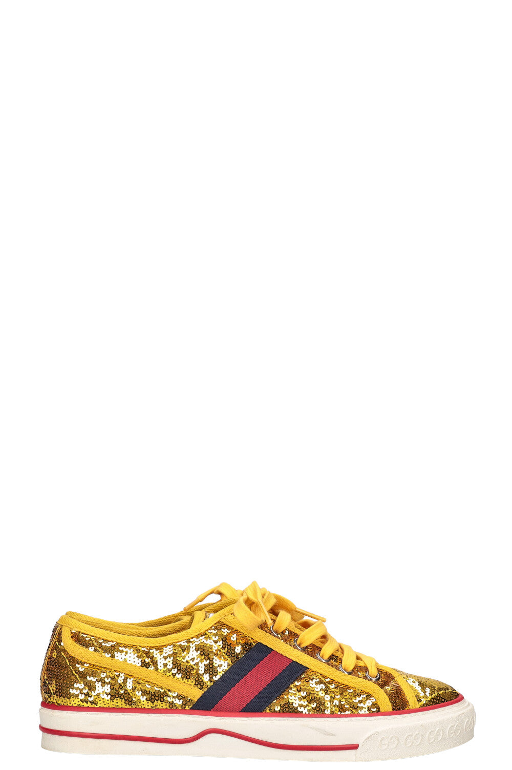 Luxury Gucci Trending 2025 Tennis 1977 Sequin Gold Sneakers
