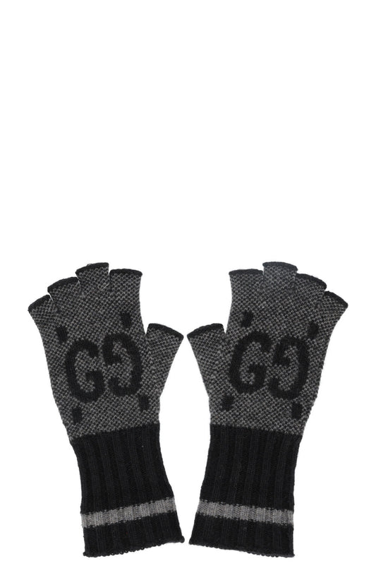 Luxury Gucci Trending 2025 GG Knit Gloves Charcoal Cashmere
