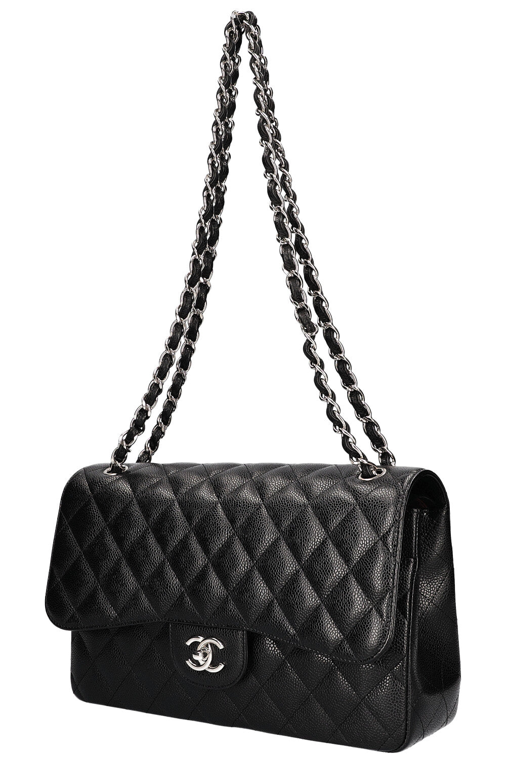CHANEL Double Flap Bag Large Caviar Black