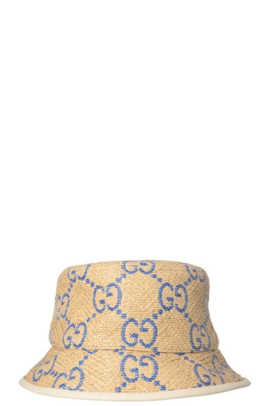 Luxury Gucci Trending 2025 GG Bucket Hat Raffia Beige Blue