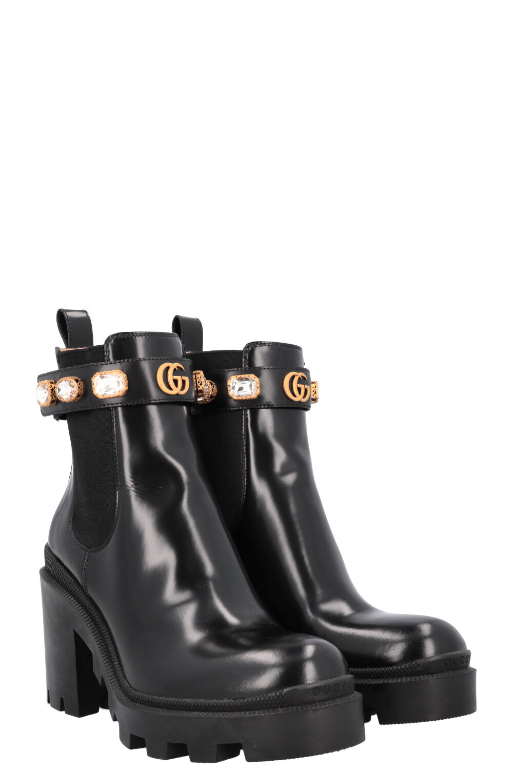 Luxury Gucci Trending 2025 Boots Crystal Leather Black