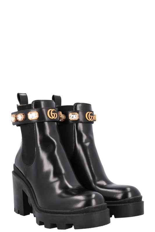 Luxury Gucci Trending 2025 Boots Crystal Leather Black