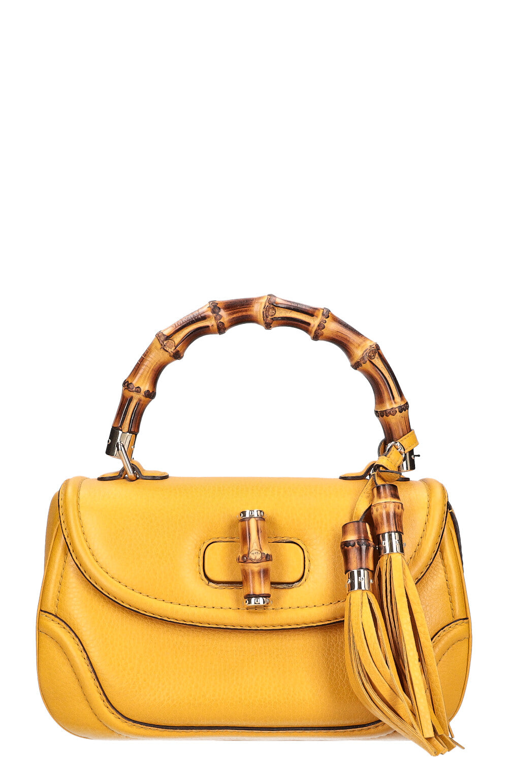 Luxury Gucci Trending 2025 1947 New Convertible Bamboo Top Handle Bag Medium Yellow