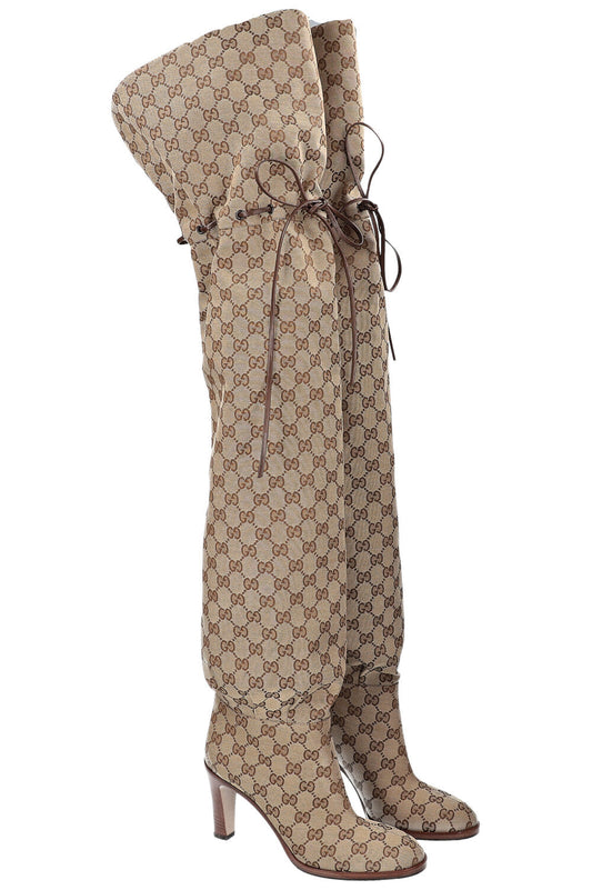 Luxury Gucci Trending 2025 GG Monogram Overknee Boots