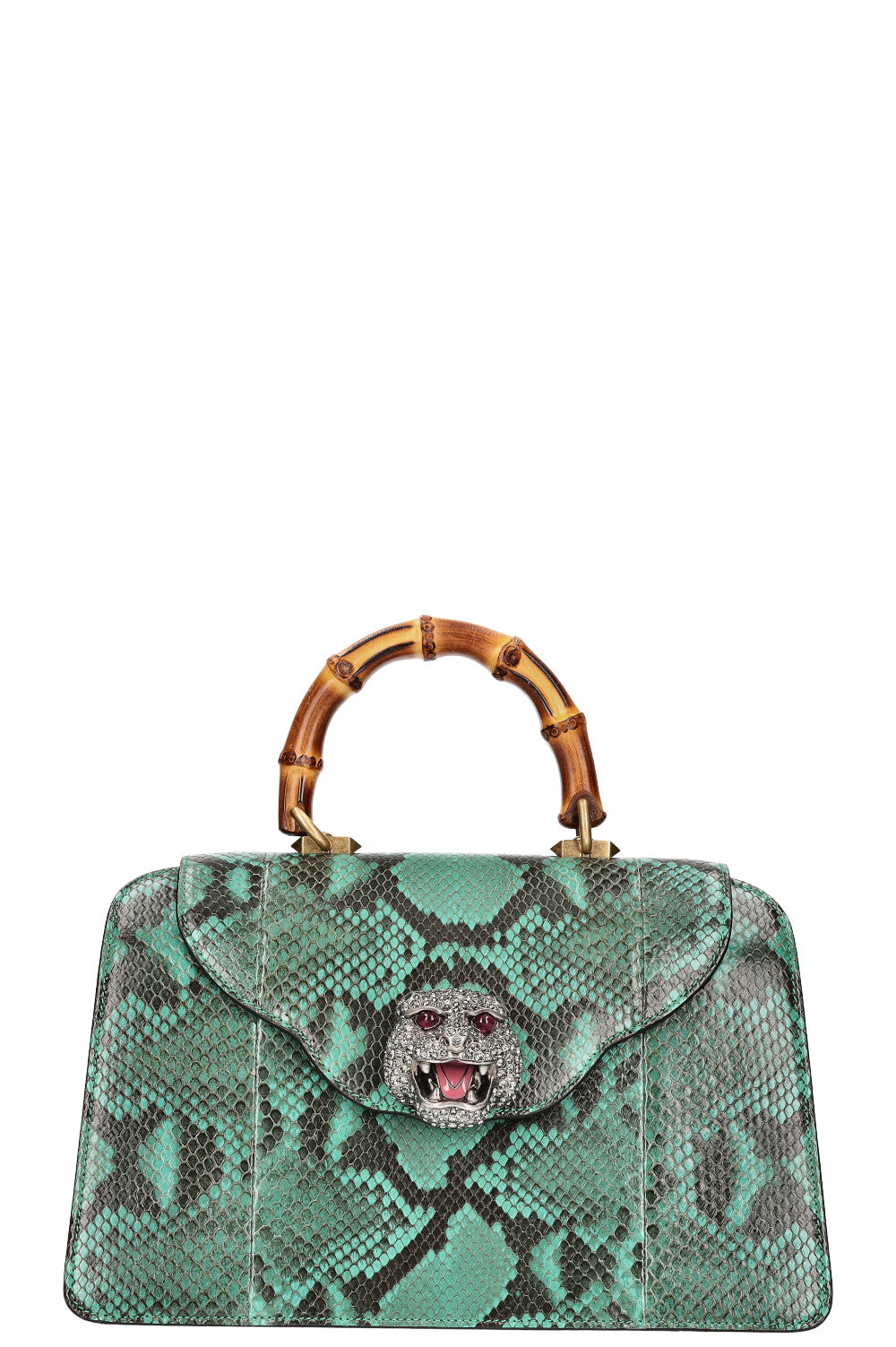 Luxury Gucci Trending 2025 Thiara Top Handle Bag Python Petrol