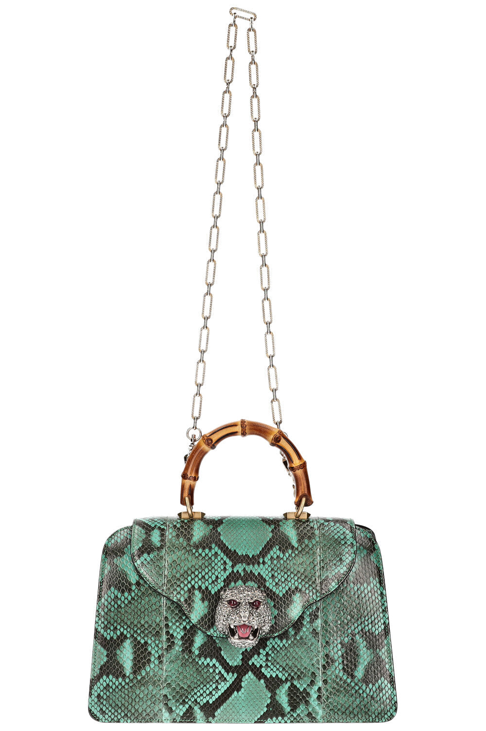 Luxury Gucci Trending 2025 Thiara Top Handle Bag Python Petrol