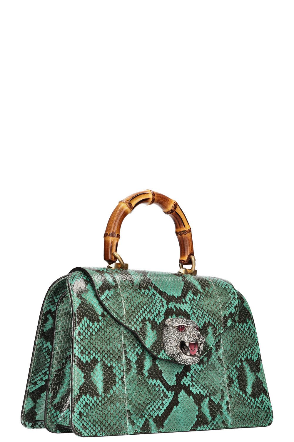 Luxury Gucci Trending 2025 Thiara Top Handle Bag Python Petrol