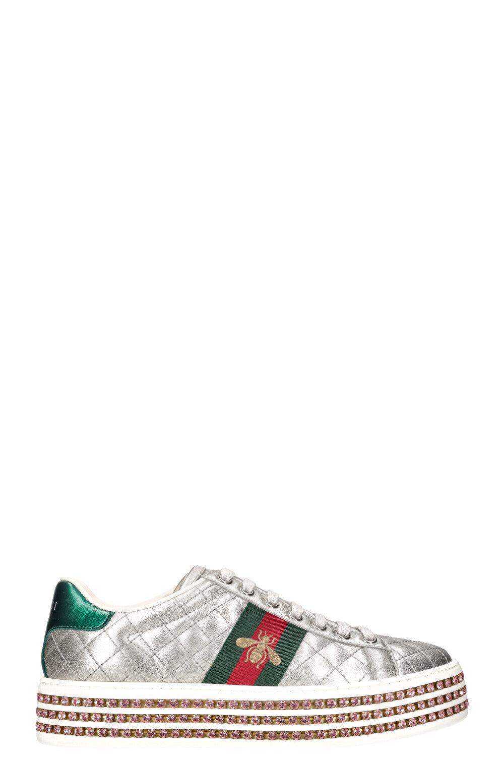 Luxury Gucci Trending 2025 Ace Bee Platform Sneakers Silver