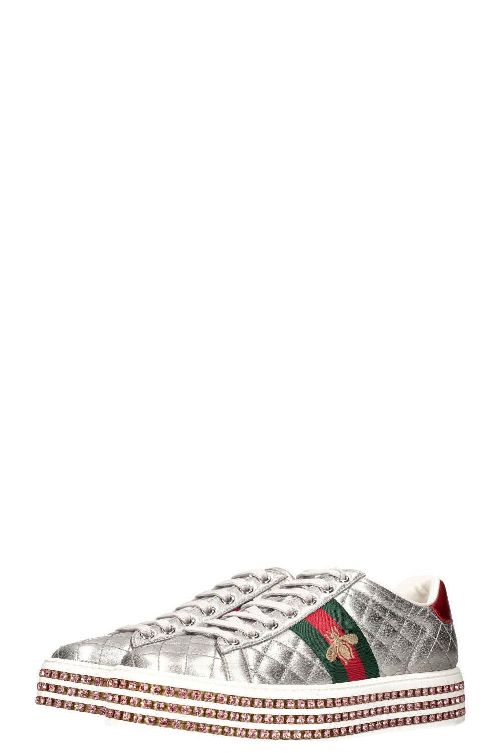 Luxury Gucci Trending 2025 Ace Bee Platform Sneakers Silver