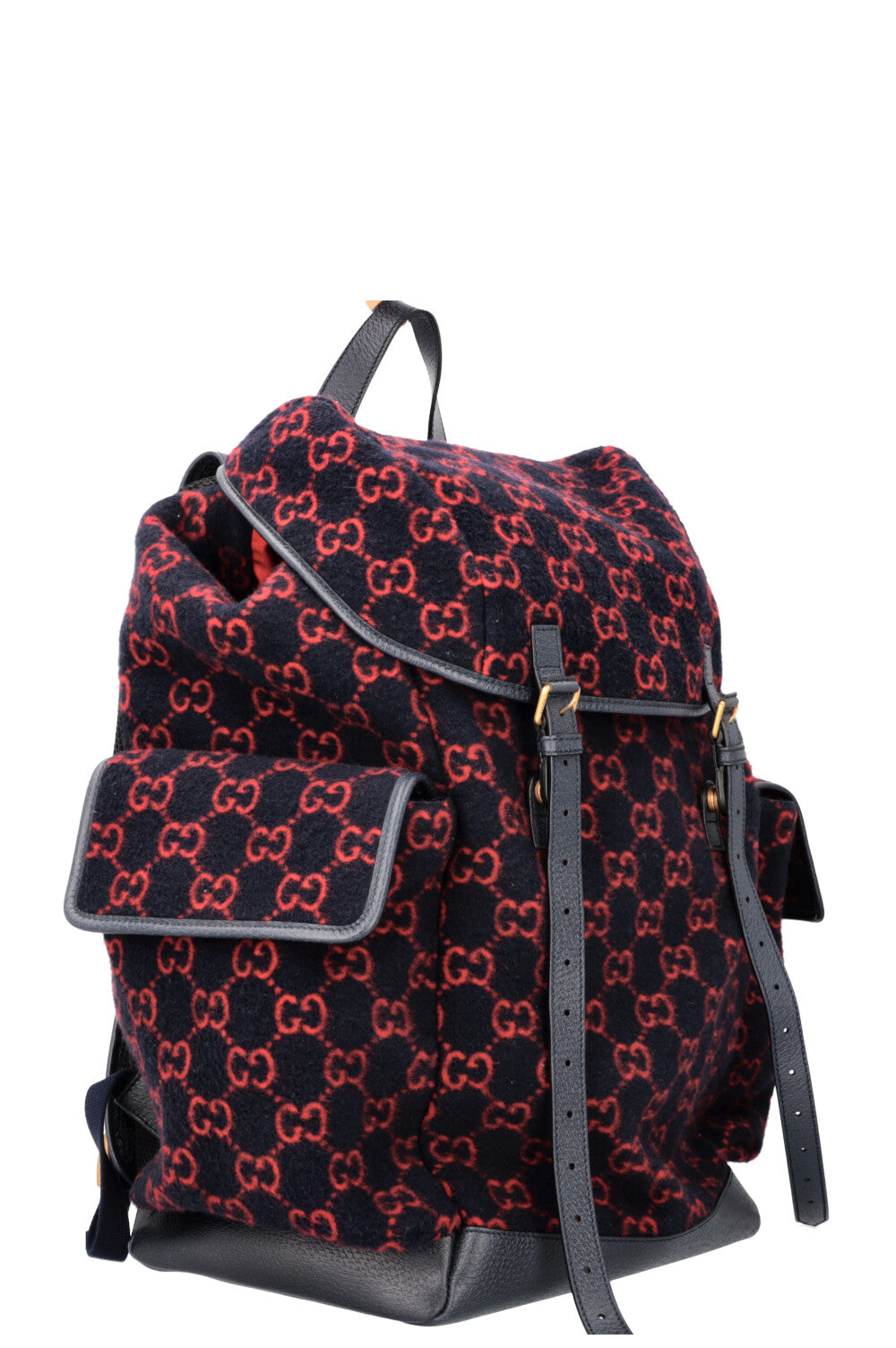 Luxury Gucci Trending 2025 GG Large Wool Backpack Navy
