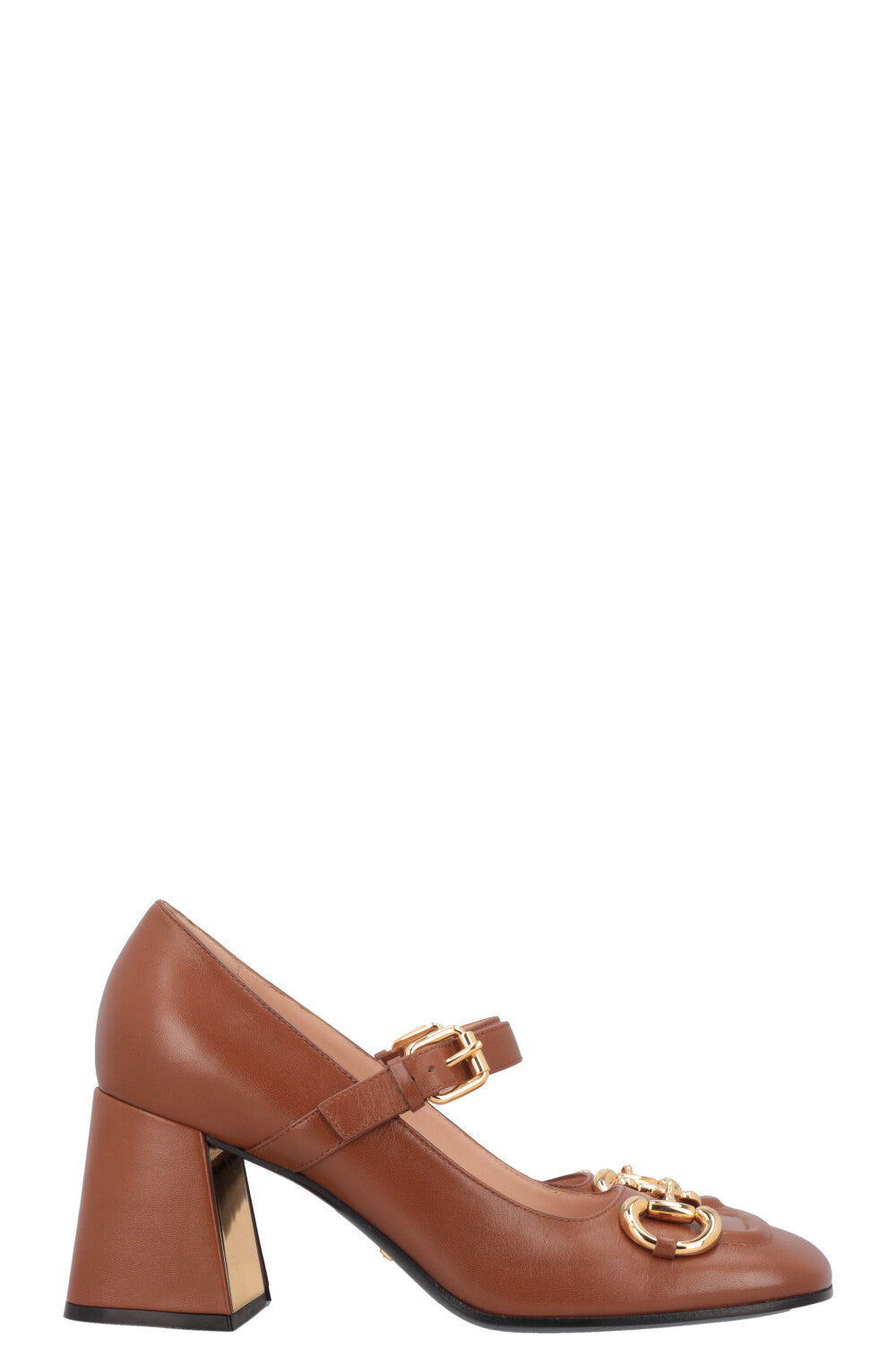 Luxury Gucci Trending 2025 Horsebit Mary Jane Pumps Cognac