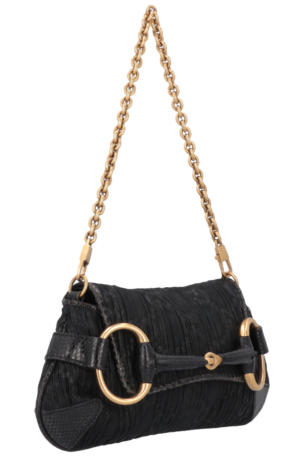 Luxury Gucci Trending 2025 Micro Horsebit Handbag Satin Python Black