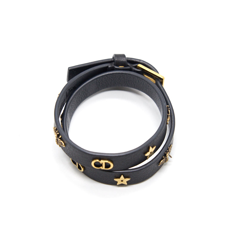 Luxury Dior Double Wrap Charm Leather Bracelet