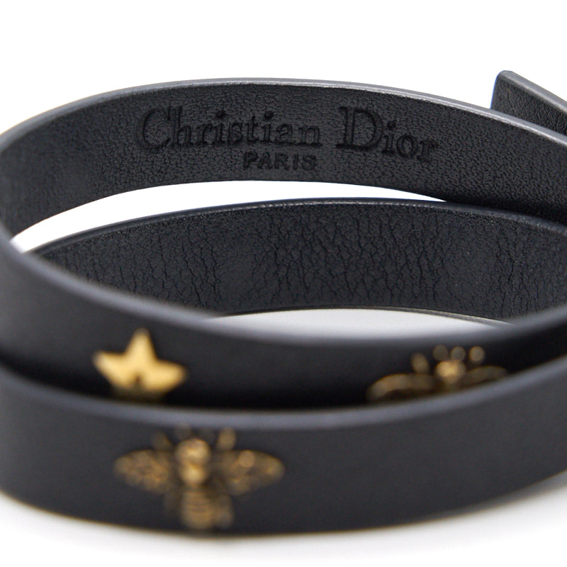 Luxury Dior Double Wrap Charm Leather Bracelet