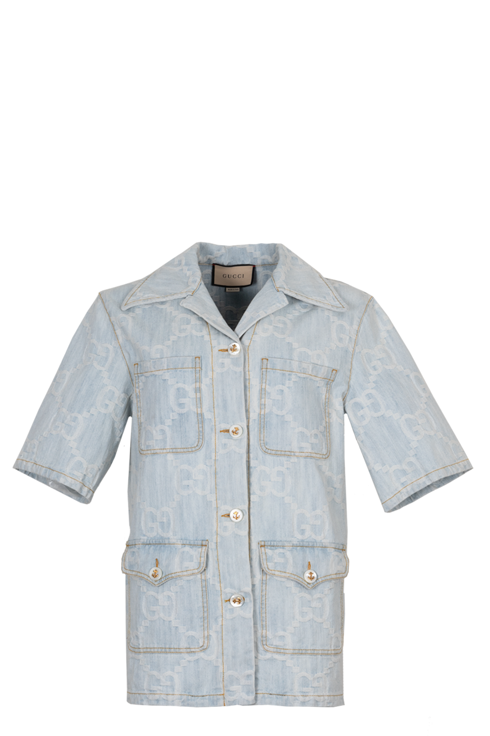 Luxury Gucci Trending 2025 California Embroidered GG Denim Jacket Blue