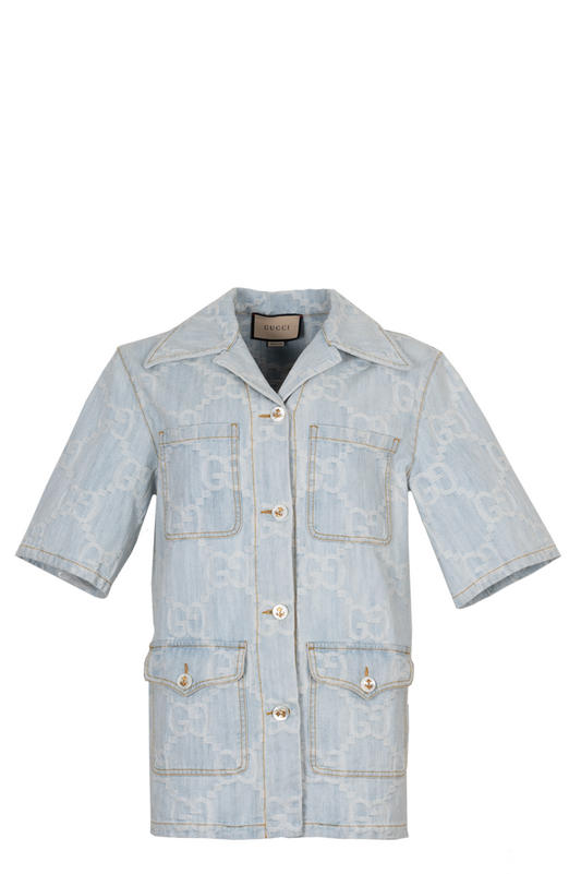 Luxury Gucci Trending 2025 California Embroidered GG Denim Jacket Blue