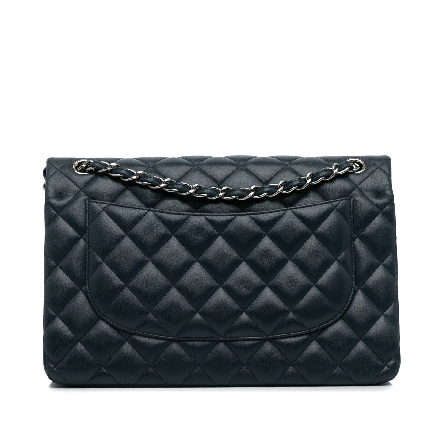 Luxury Chanel Classic Double Flap Jumbo Blue Lambskin Gold