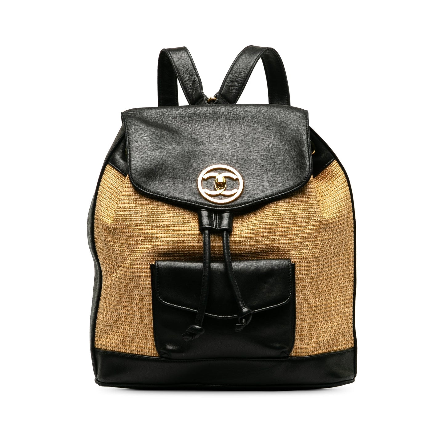 Luxury Chanel Duma Backpack Black Raffia Gold