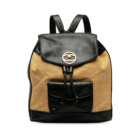 Luxury Chanel Duma Backpack Black Raffia Gold