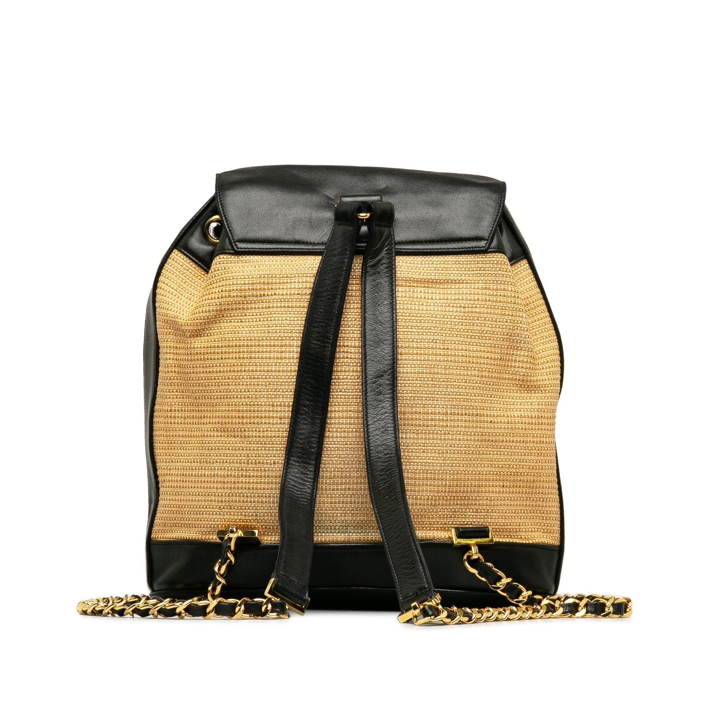 Luxury Chanel Duma Backpack Black Raffia Gold