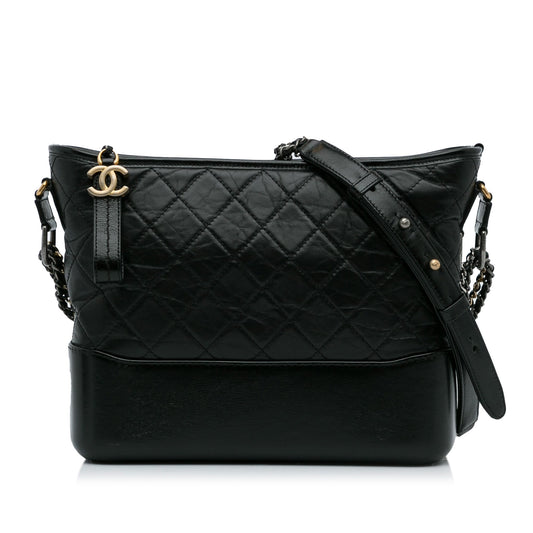 Luxury Chanel Gabrielle Medium Black Lambskin Gold