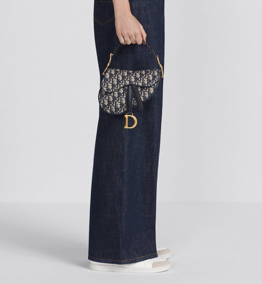 Mini Saddle Bag With Strap Blue Luxury Dior Oblique Jacquard