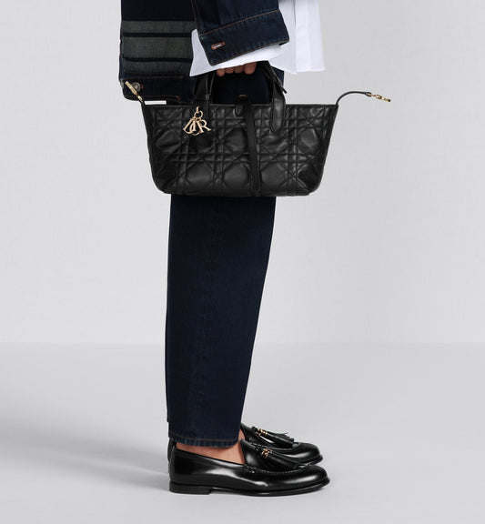 Small Luxury Dior Toujours Bag Black Macrocannage Calfskin