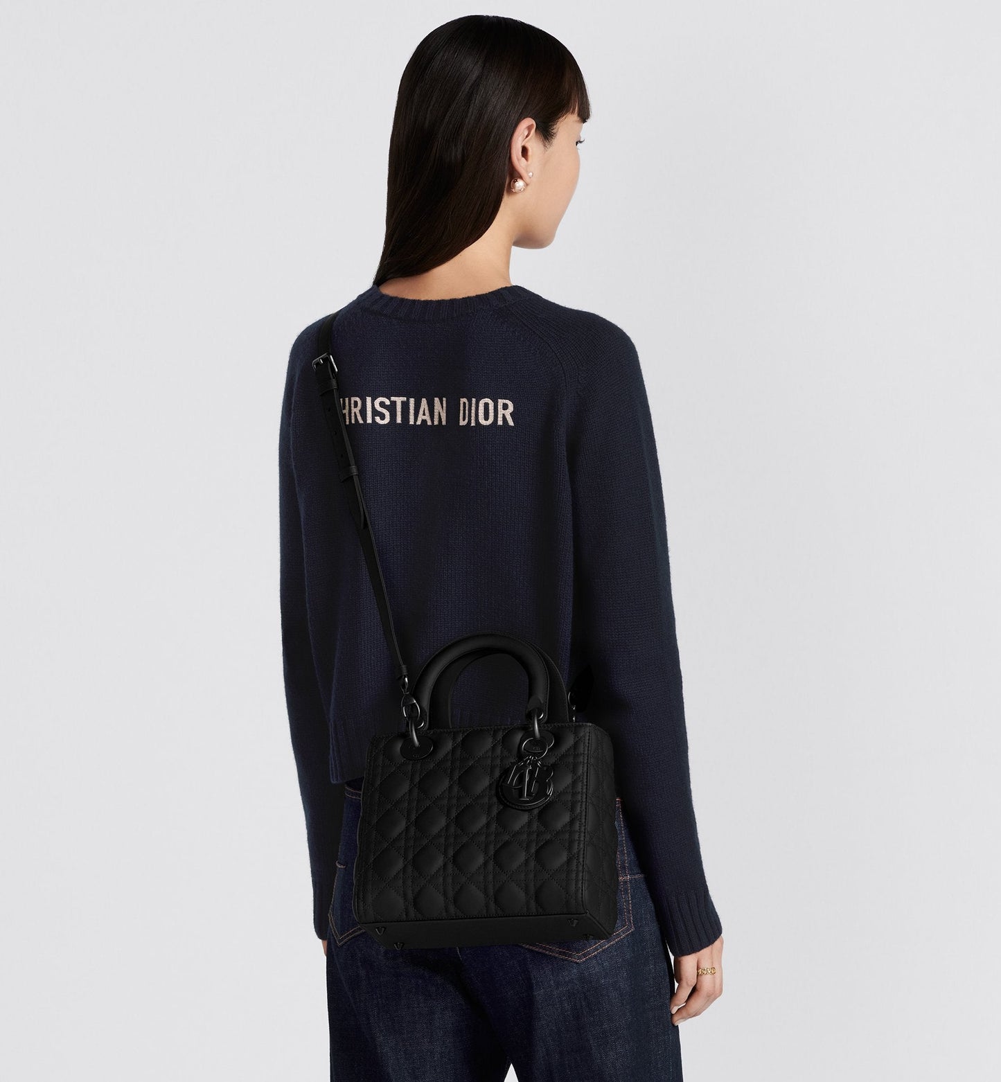 Medium Lady Luxury Dior Bag Black Ultramatte Cannage Calfskin