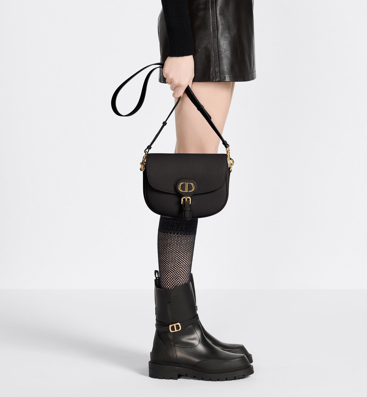 Medium Luxury Dior Bobby Bag Black Grained Calfskin