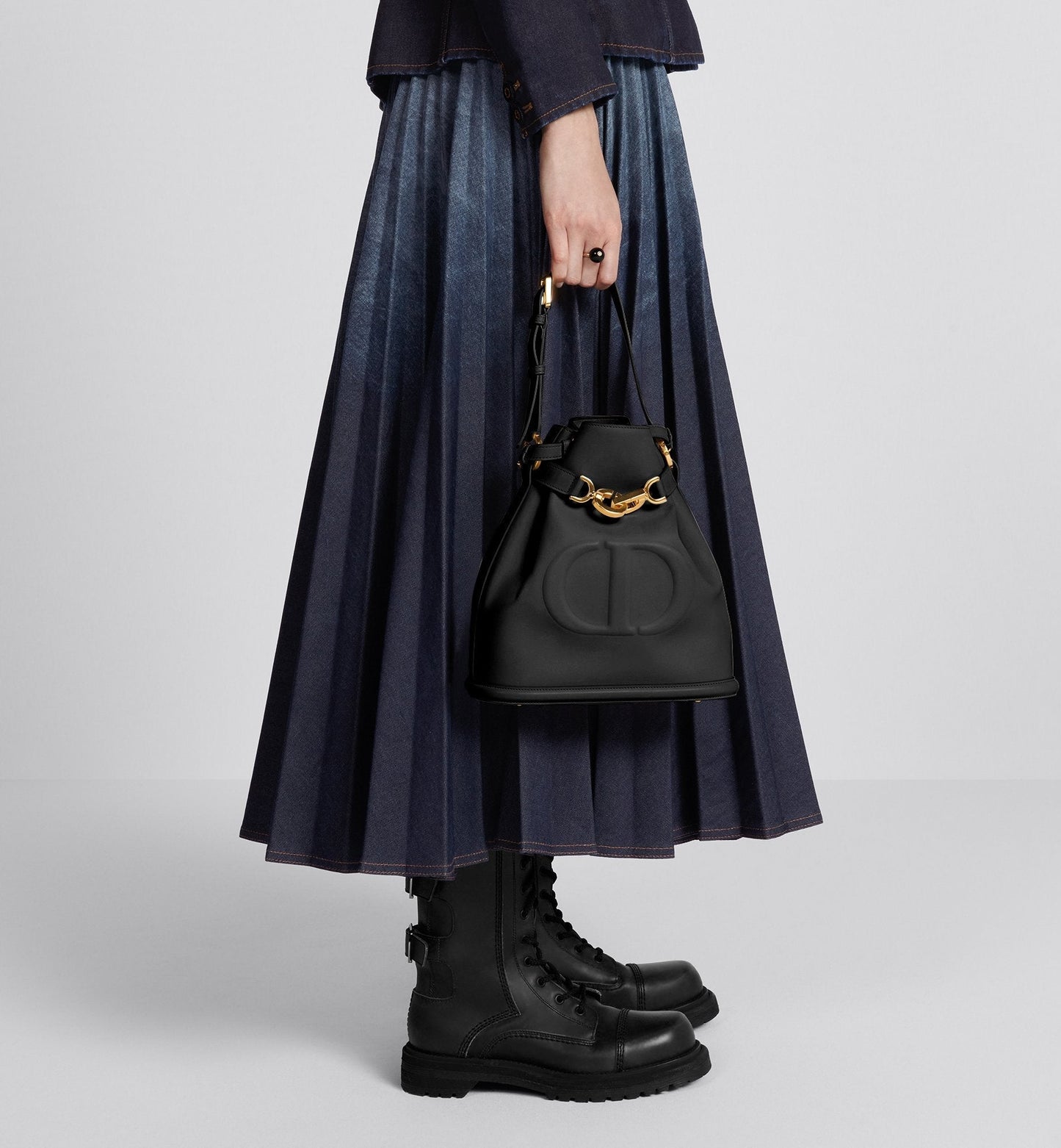 Medium C Est Luxury Dior Bag Black Cd-Embossed Calfskin