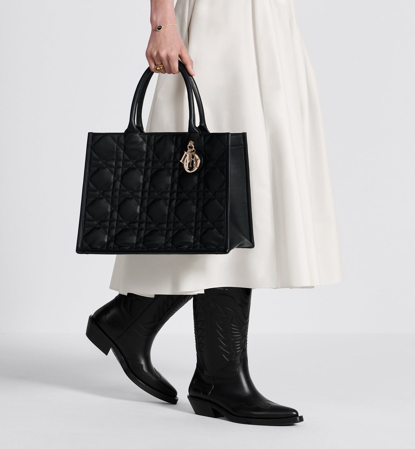 Medium Luxury Dior Book Tote Black Macrocannage Calfskin