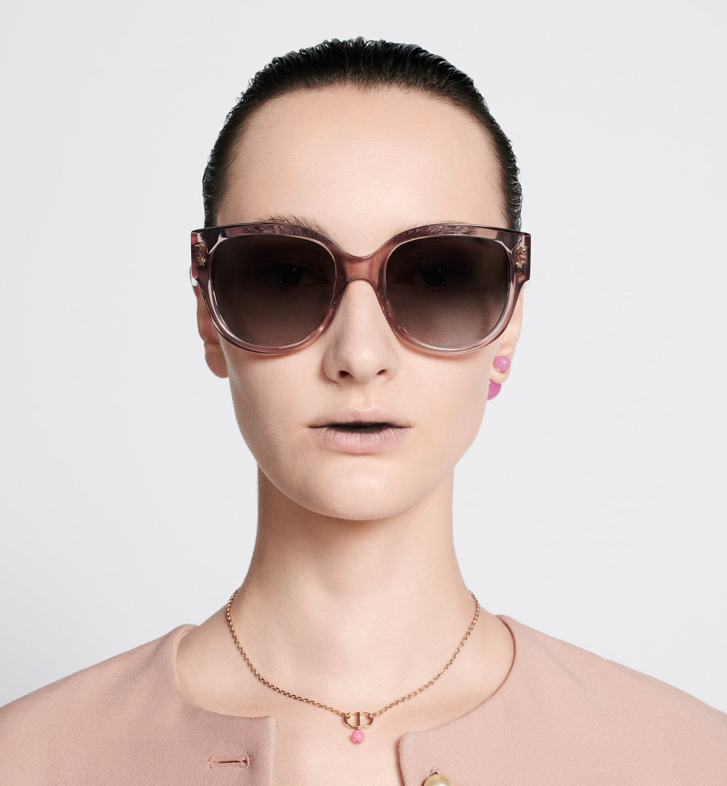 Luxury Diorpacific B2I Transparent Pink Butterfly Sunglasses