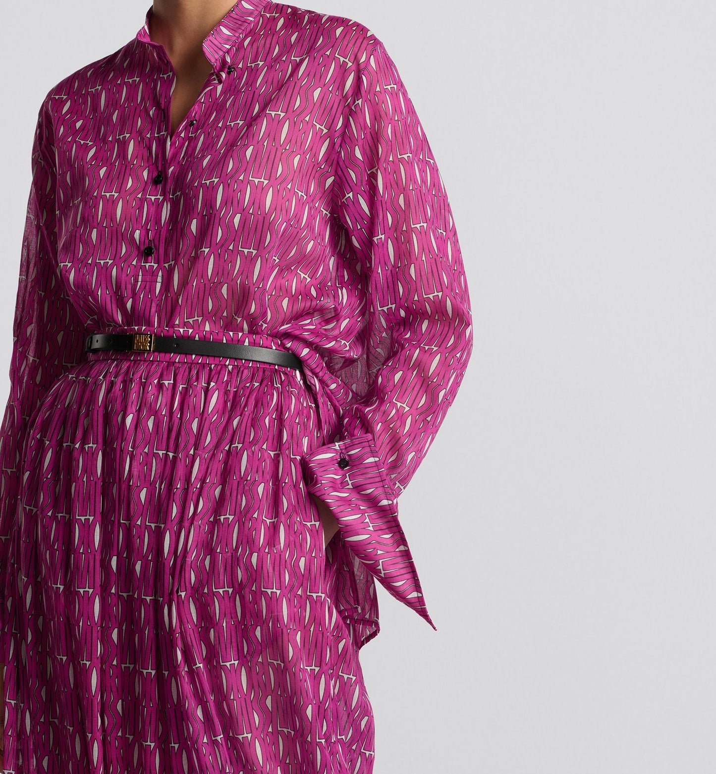 Long Pleated Skirt White Cotton Muslin With Fuchsia Miss Luxury Dior Allover Motif