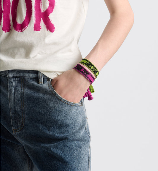 Miss Luxury Dior Bracelet Set Lime And Fuchsia Cotton
