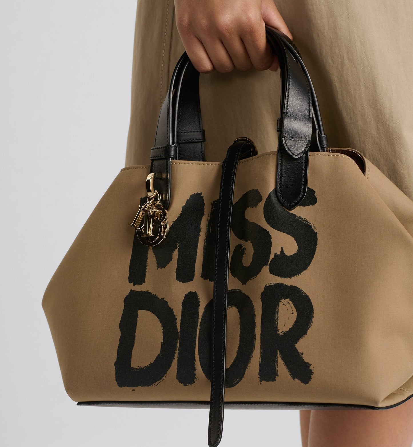 Medium Luxury Dior Toujours Bag Beige And Black Miss Luxury Dior Graffiti Printed Water-Repellent Fabric