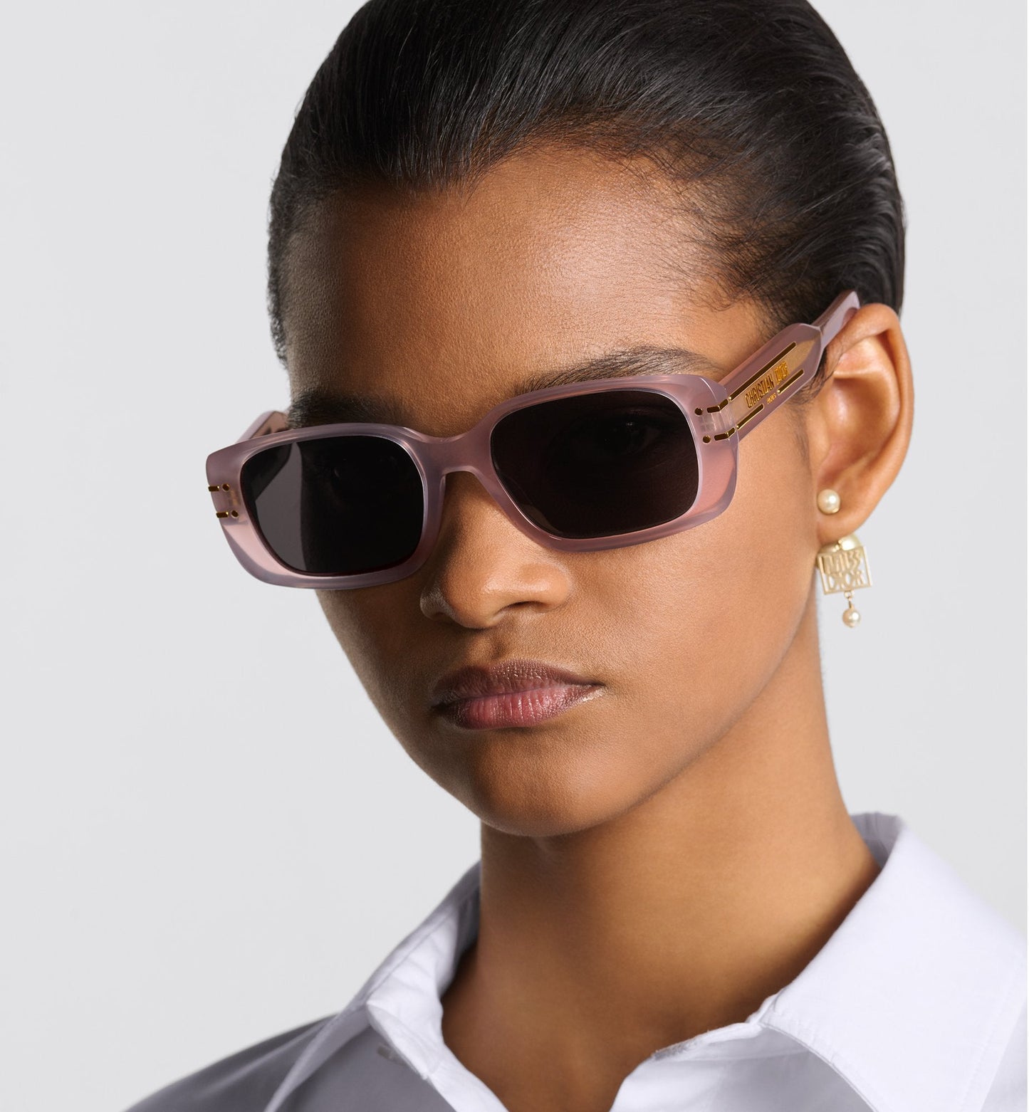 Luxury Diorsignature S12I Mink Gray Rectangular Sunglasses