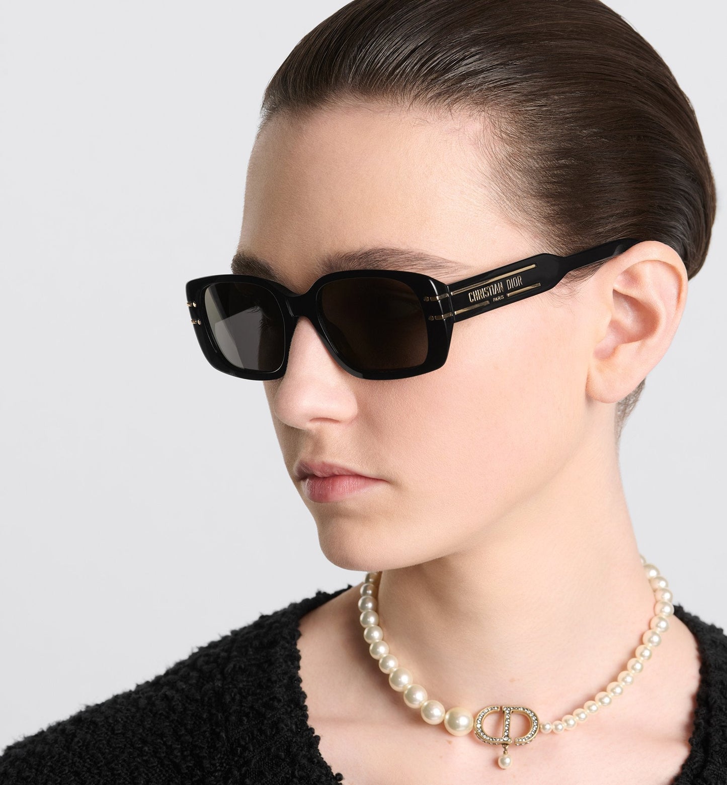Luxury Diorsignature S12I Black Rectangular Sunglasses