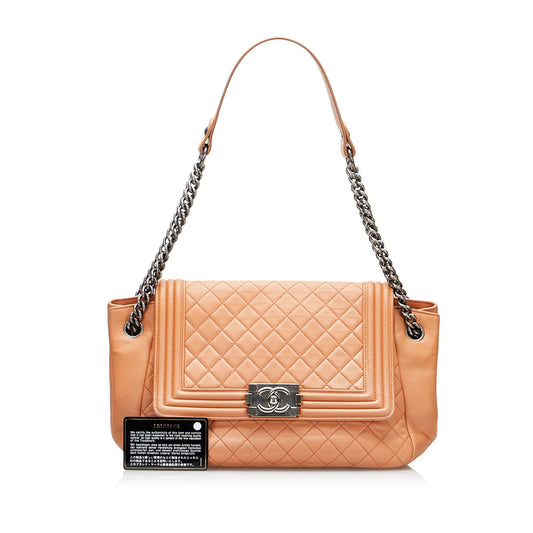 Luxury Chanel Boy Accordion Flap Light Orange Lambskin