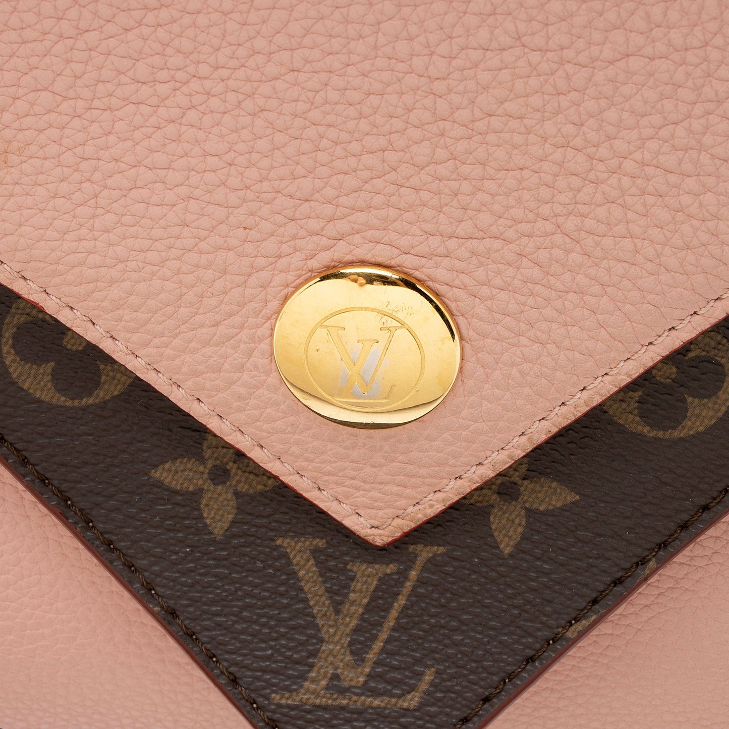 Louis Vuitton Calf Leather Monogram Canvas Double V Satchel (SHF-sUxzoE)