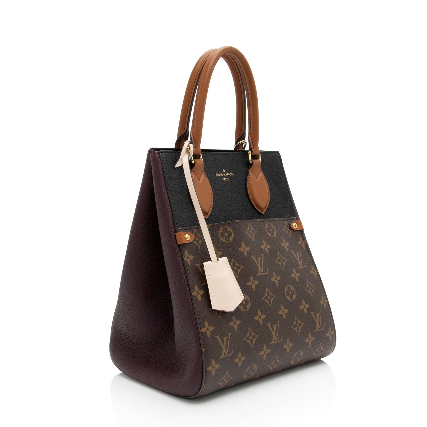 Louis Vuitton Calfskin Monogram Canvas Fold Tote MM (SHF-DEf7bl)