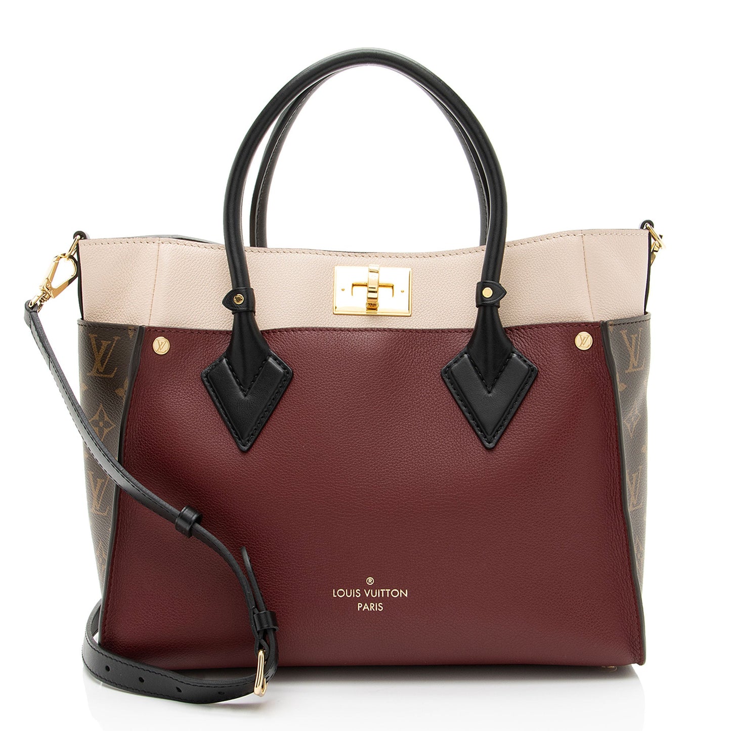 Louis Vuitton Calfskin Monogram Canvas On My Side MM Tote