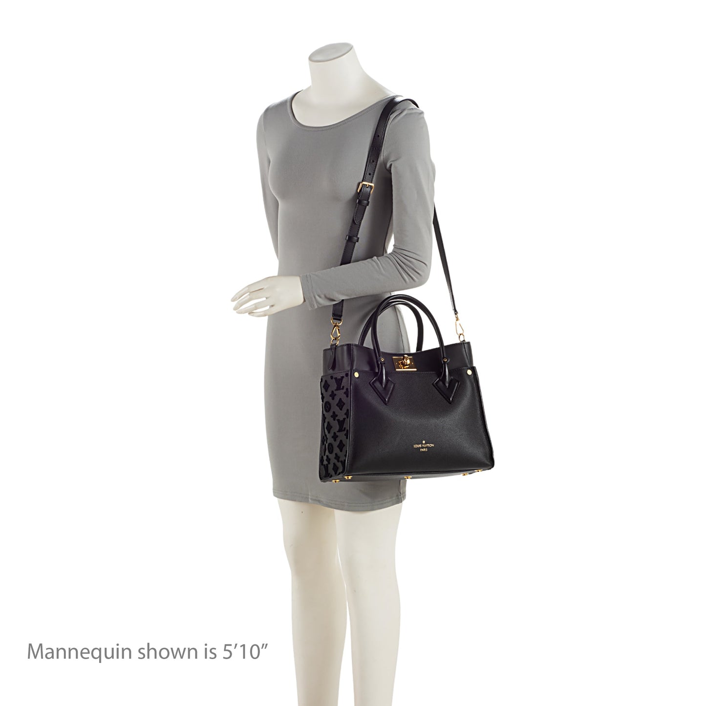 Louis Vuitton Calfskin Tufted Monogram Canvas On My Side MM Tote (SHF-rALkar)