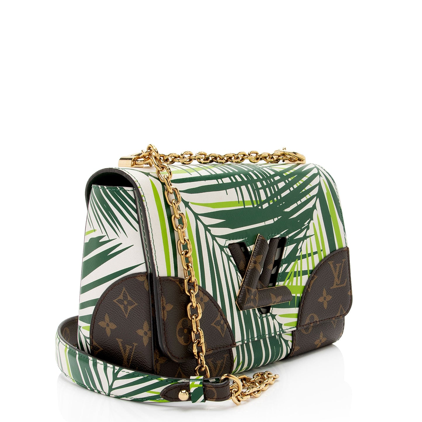 Louis Vuitton Coated Canvas Monogram Palm Twist MM Shoulder Bag (SHF-Jqef4T)