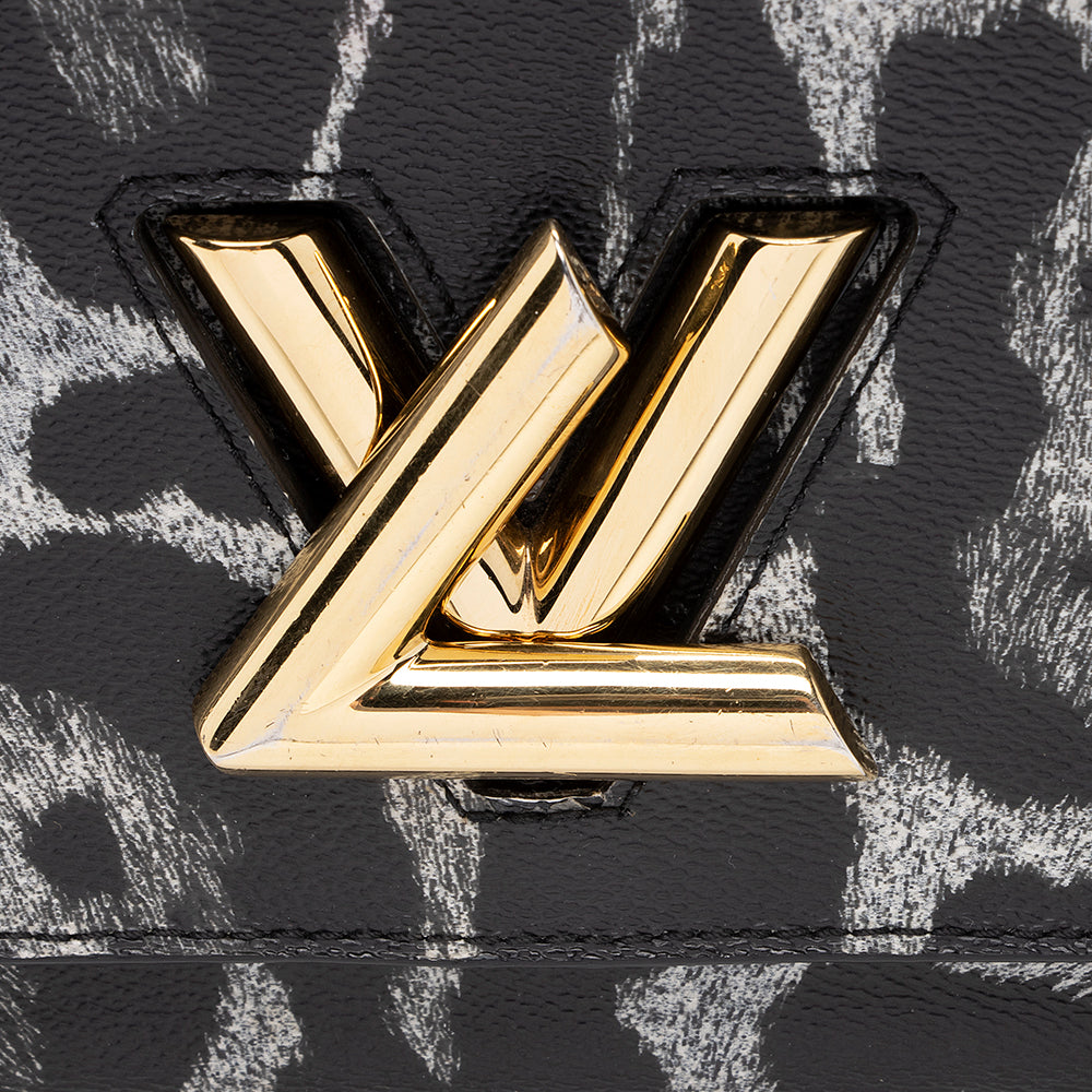 Louis Vuitton Coated Canvas Wild Animal Print Twist MM Shoulder Bag (SHF-18716)